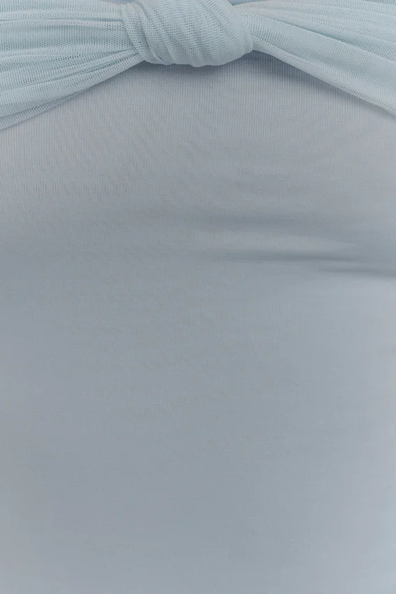 Bernadina Mesh And Slinky Halter Maxi Dress – Pale Blue Bernadina Mesh And Slinky Halter Maxi Dress – Pale Blue
