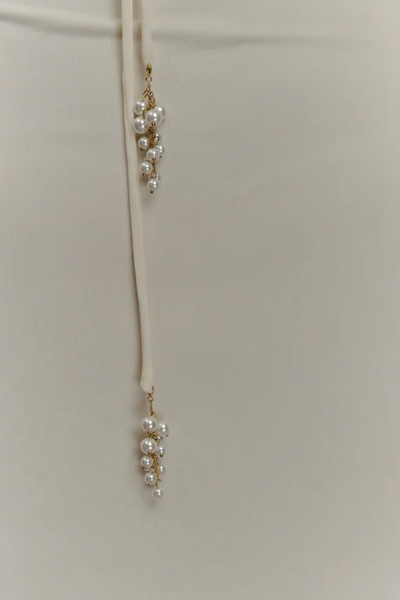 Beryl Slinky Maxi Dress With Pearls – Ivory Beryl Slinky Maxi Dress With Pearls – Ivory