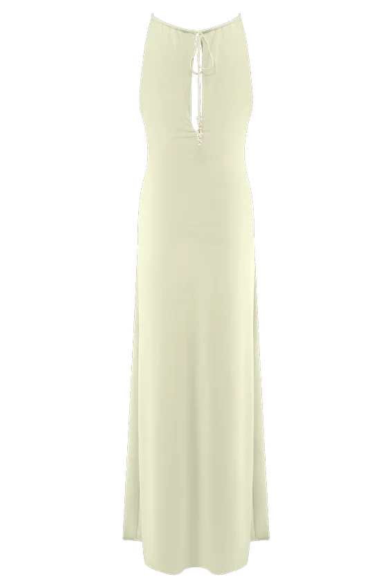 Beryl Slinky Maxi Dress With Pearls – Ivory Beryl Slinky Maxi Dress With Pearls – Ivory