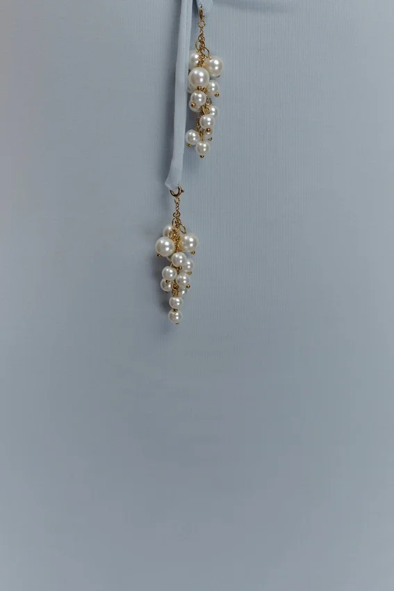 Beryl Slinky Maxi Dress With Pearls – Pale Blue Beryl Slinky Maxi Dress With Pearls – Pale Blue