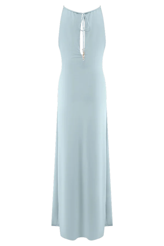 Beryl Slinky Maxi Dress With Pearls – Pale Blue Beryl Slinky Maxi Dress With Pearls – Pale Blue