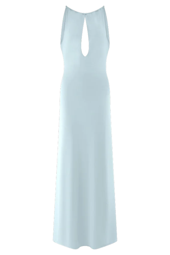 Beryl Slinky Maxi Dress With Pearls – Pale Blue Beryl Slinky Maxi Dress With Pearls – Pale Blue