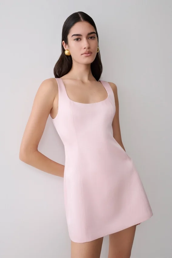Beth Satin Mini Dress – Pale Pink Beth Satin Mini Dress – Pale Pink