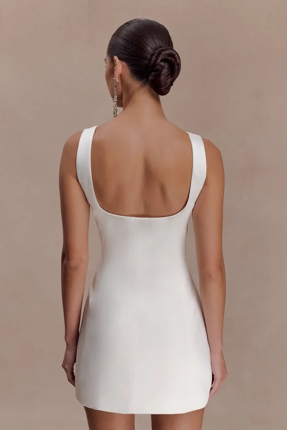 Beth Satin Mini Dress – White Beth Satin Mini Dress – White