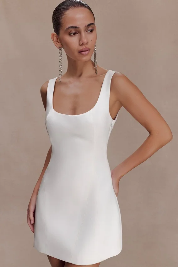 Beth Satin Mini Dress – White Beth Satin Mini Dress – White