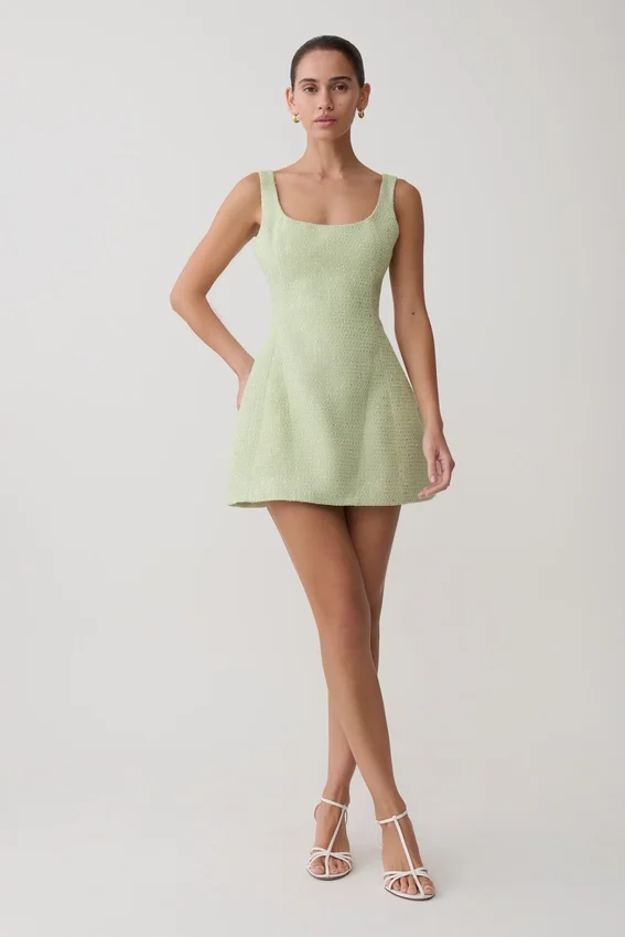 Beth Tweed Mini Dress – Pastel Green Beth Tweed Mini Dress – Pastel Green