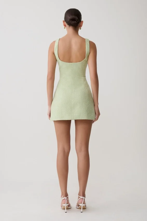 Beth Tweed Mini Dress – Pastel Green Beth Tweed Mini Dress – Pastel Green