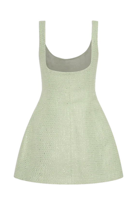 Beth Tweed Mini Dress – Pastel Green Beth Tweed Mini Dress – Pastel Green