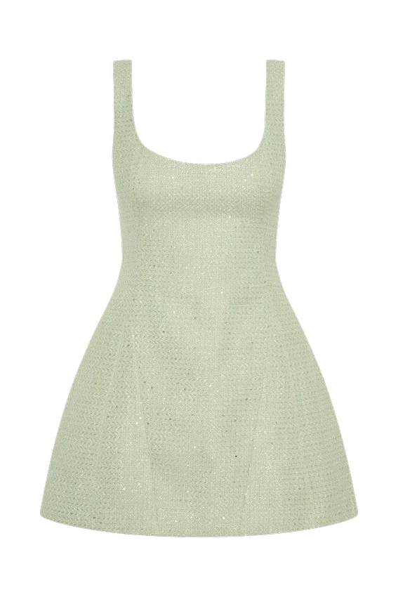 Beth Tweed Mini Dress – Pastel Green Beth Tweed Mini Dress – Pastel Green