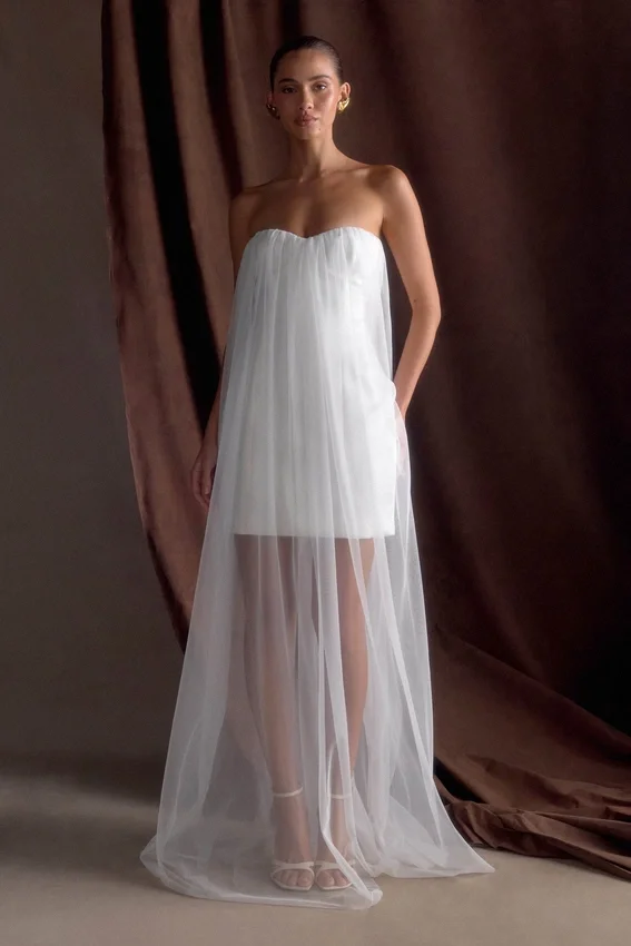 Bettany Chiffon Strapless Maxi Dress – White Bettany Chiffon Strapless Maxi Dress – White