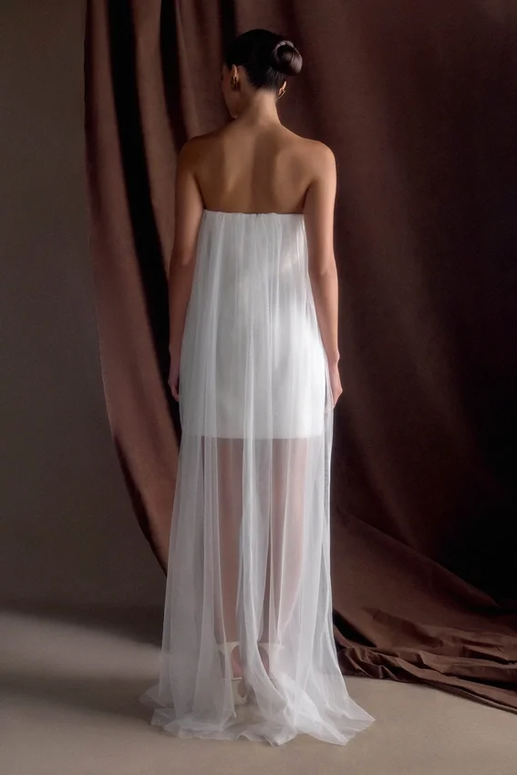 Bettany Chiffon Strapless Maxi Dress – White Bettany Chiffon Strapless Maxi Dress – White