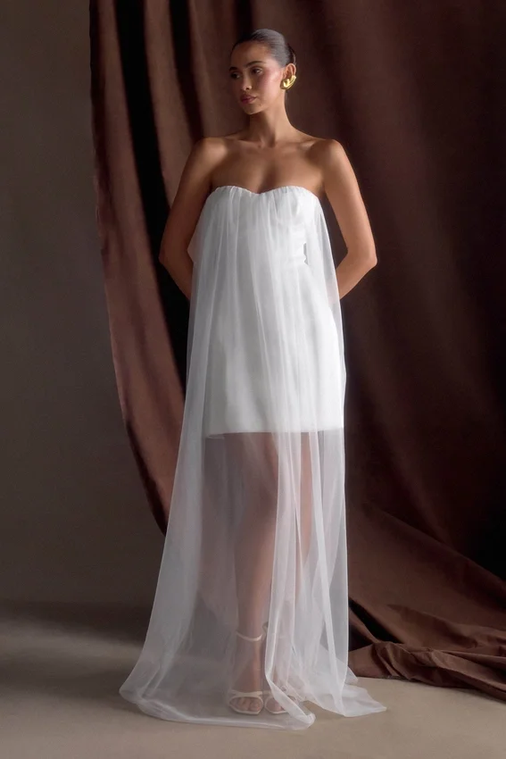 Bettany Chiffon Strapless Maxi Dress – White Bettany Chiffon Strapless Maxi Dress – White