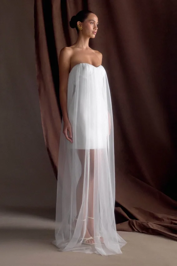 Bettany Chiffon Strapless Maxi Dress – White Bettany Chiffon Strapless Maxi Dress – White