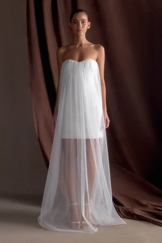 Bettany Chiffon Strapless Maxi Dress – White Bettany Chiffon Strapless Maxi Dress – White