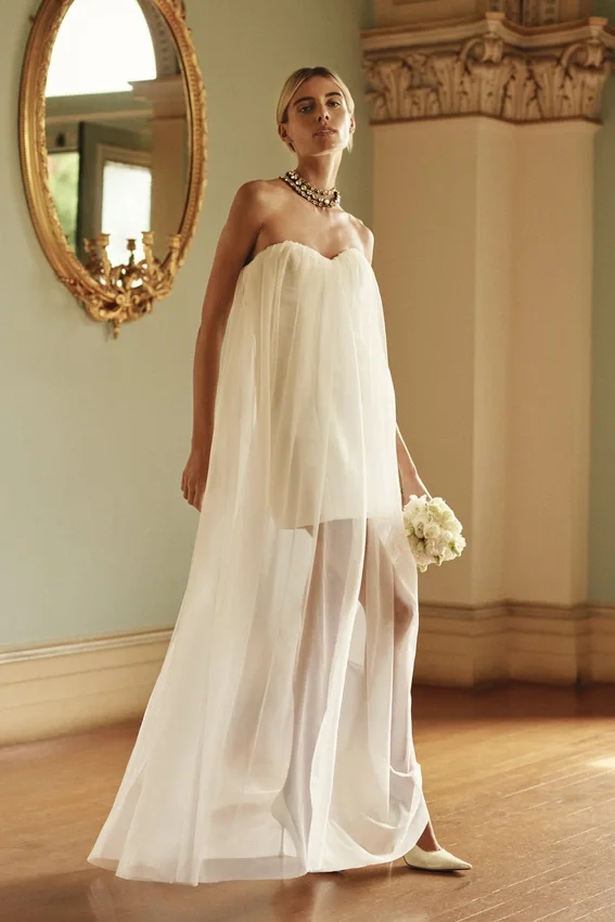 Bettany Chiffon Strapless Maxi Dress – White Bettany Chiffon Strapless Maxi Dress – White