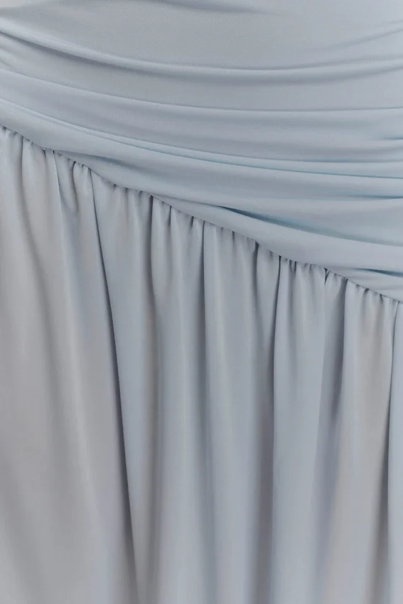 Bex Strapless Slinky Maxi Dress With Split – Pale Blue Bex Strapless Slinky Maxi Dress With Split – Pale Blue
