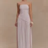Bex Strapless Slinky Maxi Dress With Split – Pale Pink Bex Strapless Slinky Maxi Dress With Split – Pale Pink