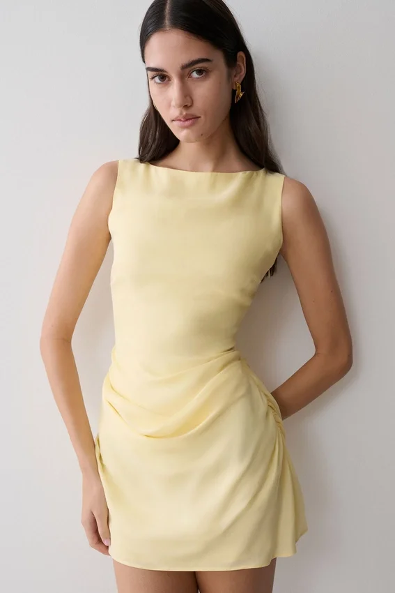 Bexley Draped Mini Dress – Butter Bexley Draped Mini Dress – Butter