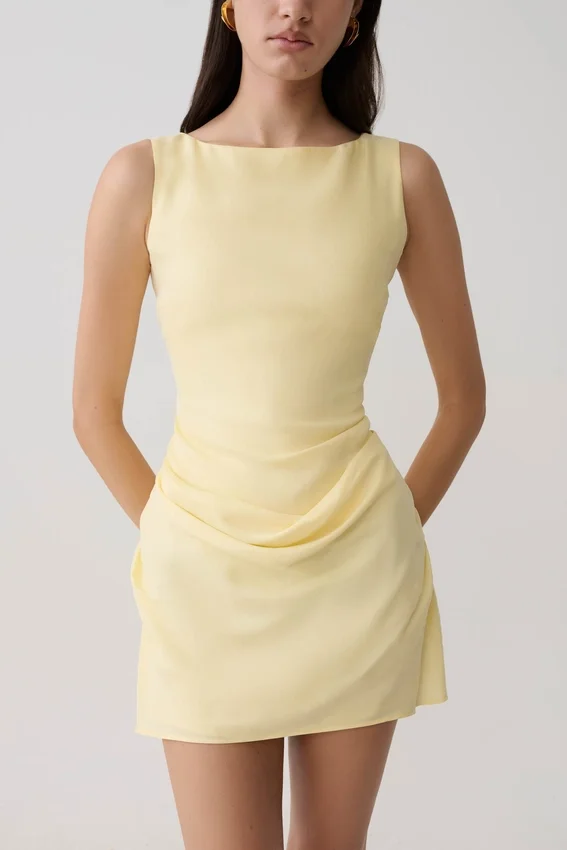 Bexley Draped Mini Dress – Butter Bexley Draped Mini Dress – Butter