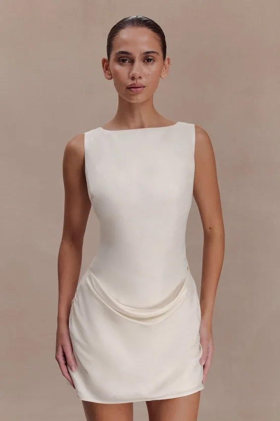 Bexley Draped Mini Dress – Ivory Bexley Draped Mini Dress – Ivory