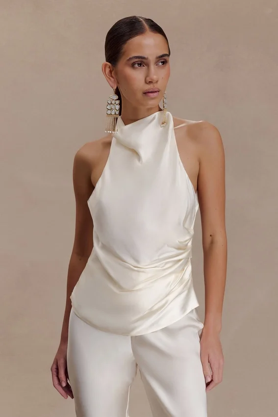 Bianca Satin Halter Top – Ivory Bianca Satin Halter Top – Ivory