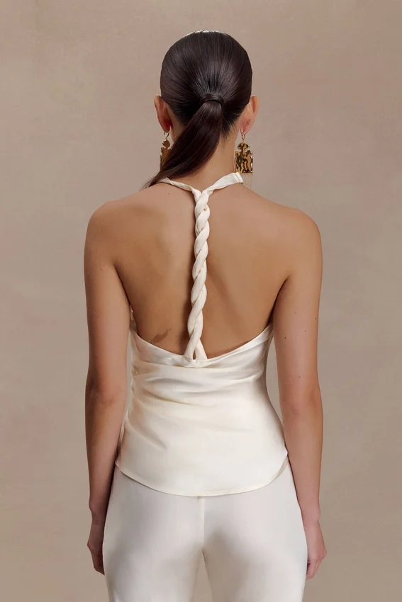 Bianca Satin Halter Top – Ivory Bianca Satin Halter Top – Ivory