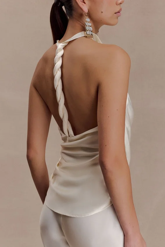 Bianca Satin Halter Top – Ivory Bianca Satin Halter Top – Ivory