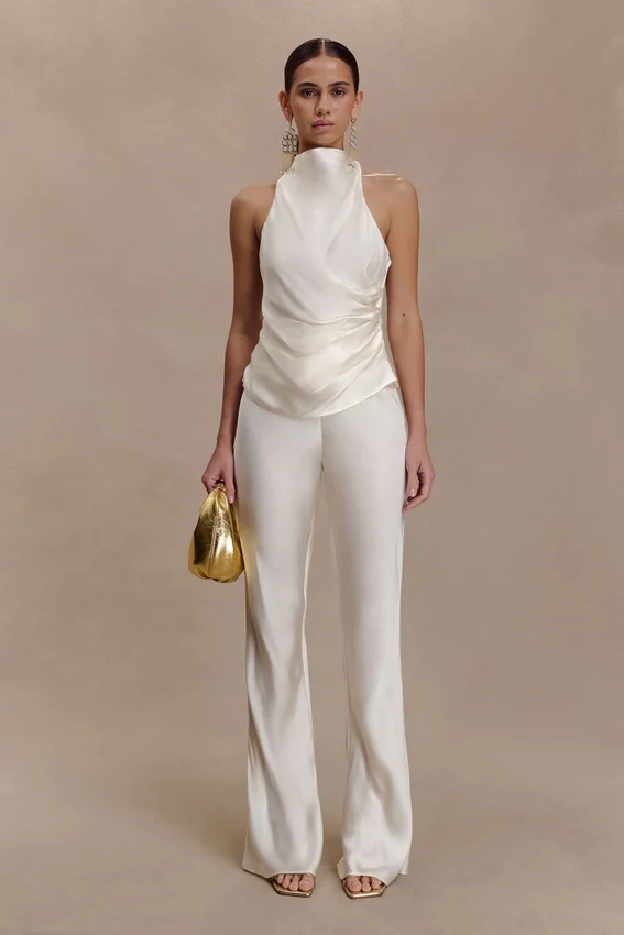 Bianca Satin Halter Top – Ivory Bianca Satin Halter Top – Ivory