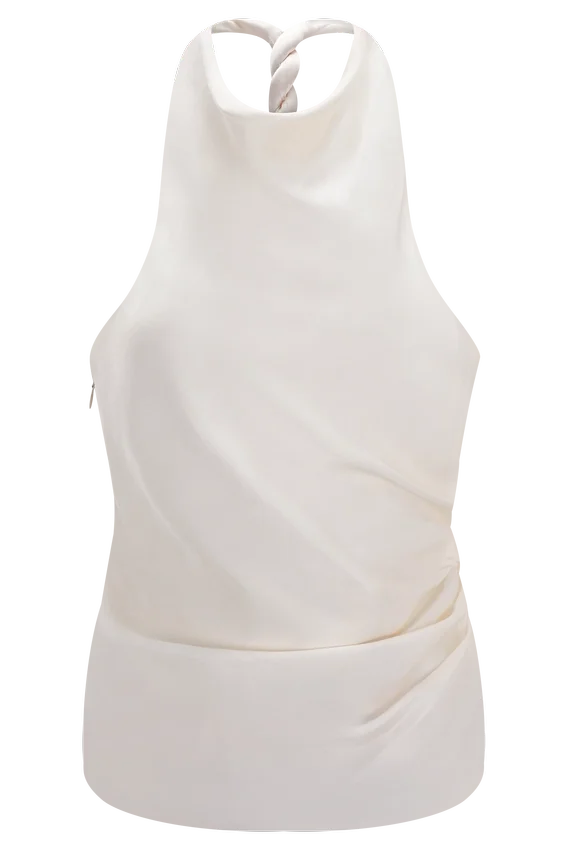 Bianca Satin Halter Top – Ivory Bianca Satin Halter Top – Ivory