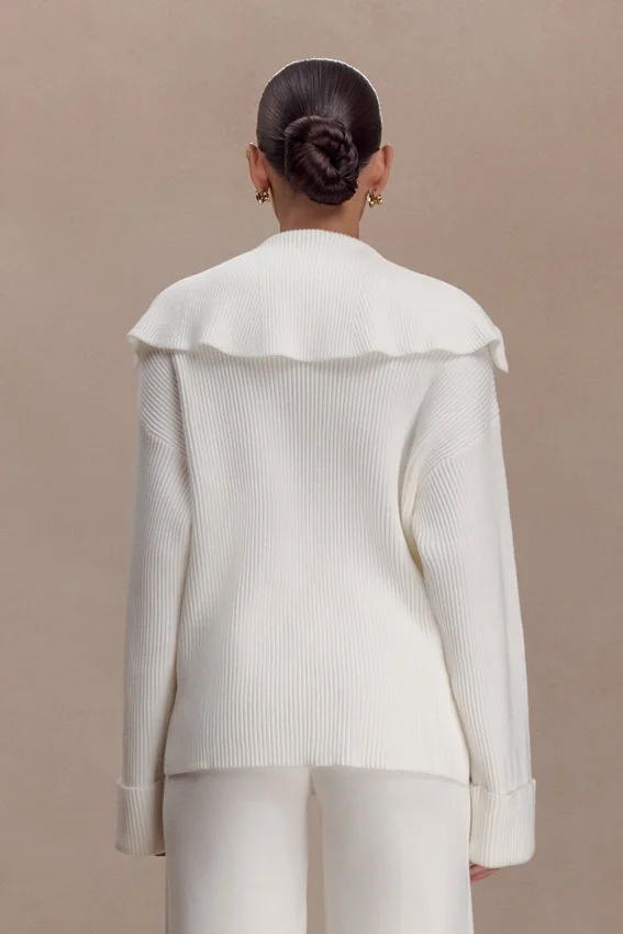 Bianka V Neck Knit Jumper – Off White Bianka V Neck Knit Jumper – Off White