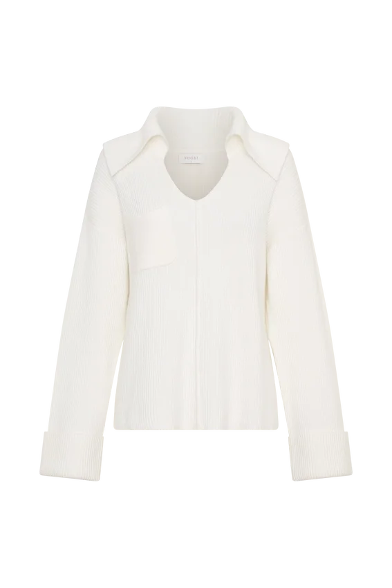 Bianka V Neck Knit Jumper – Off White Bianka V Neck Knit Jumper – Off White
