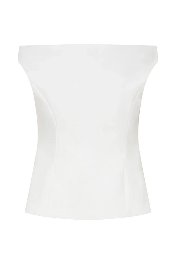 Billie Off Shoulder Sleeveless Button Top – White Billie Off Shoulder Sleeveless Button Top – White