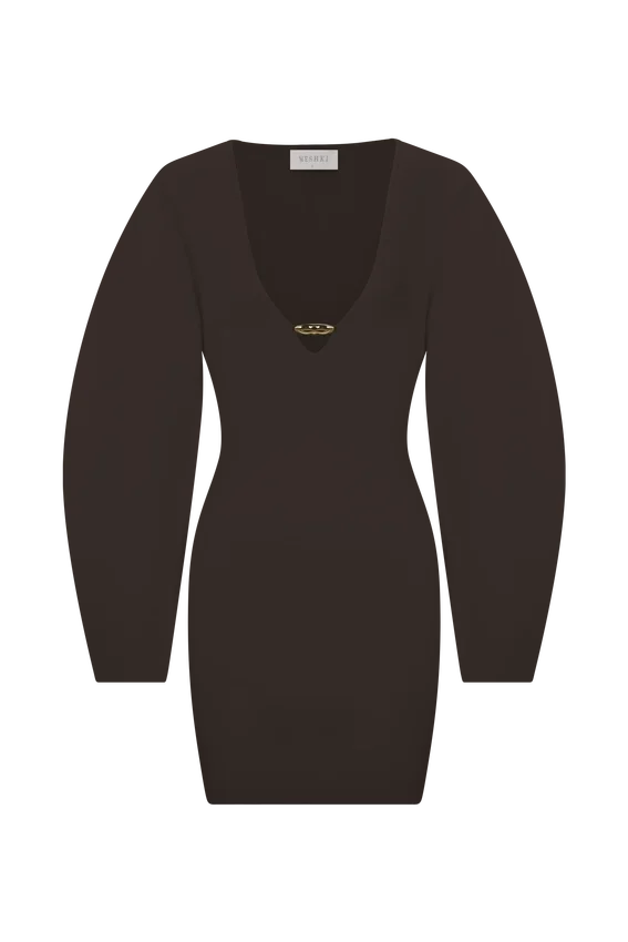 Billy Balloon Sleeve Knit Mini Dress – Dark Chocolate Billy Balloon Sleeve Knit Mini Dress – Dark Chocolate