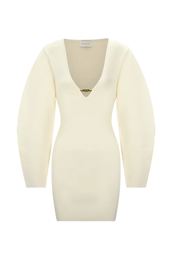 Billy Balloon Sleeve Knit Mini Dress – Ivory Billy Balloon Sleeve Knit Mini Dress – Ivory