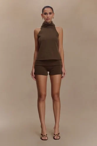 Birdie Fold Over Shorts – Chocolate Birdie Fold Over Shorts – Chocolate