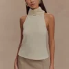 Birdie High Neck Sleeveless Top – Ivory Birdie High Neck Sleeveless Top – Ivory