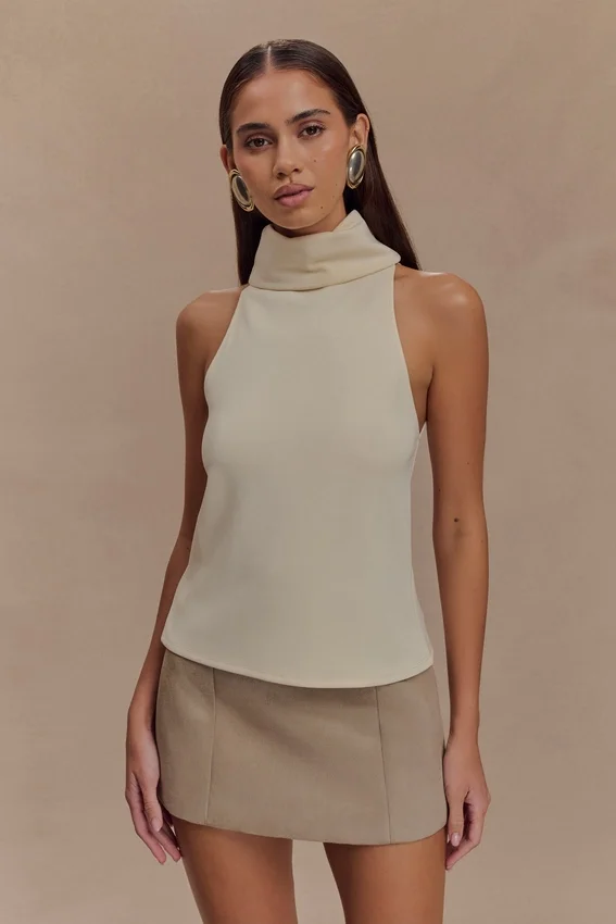 Birdie High Neck Sleeveless Top – Ivory Birdie High Neck Sleeveless Top – Ivory