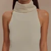 Birdie High Neck Sleeveless Top – Ivory Birdie High Neck Sleeveless Top – Ivory