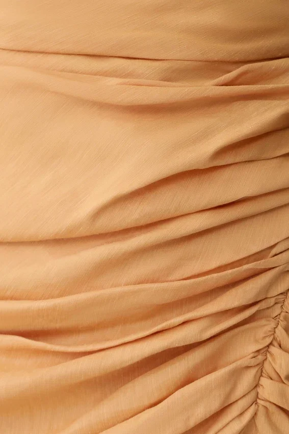 Birgit Linen Midi Dress With Hardware – Deep Peach Birgit Linen Midi Dress With Hardware – Deep Peach