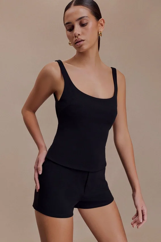 Blanca Stretch Crepe Cami Top – Black Blanca Stretch Crepe Cami Top – Black