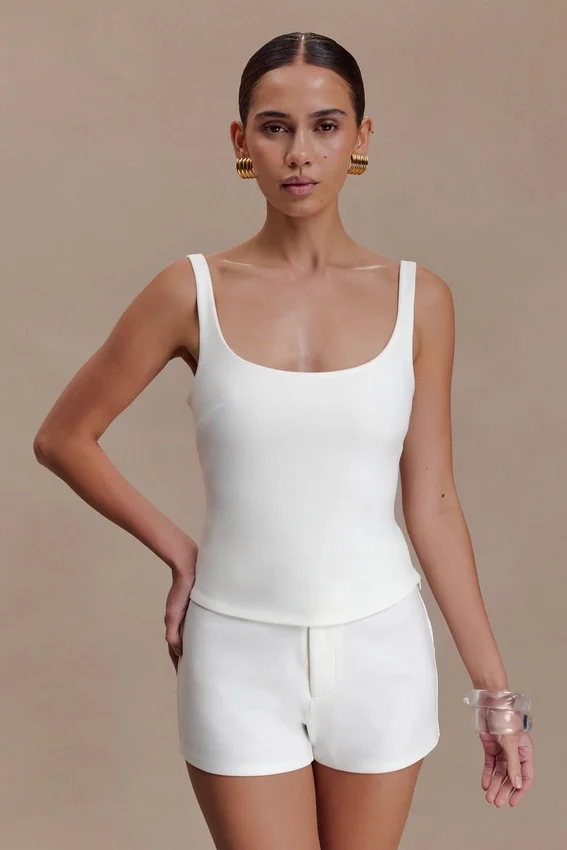 Blanca Stretch Crepe Cami Top – White Blanca Stretch Crepe Cami Top – White