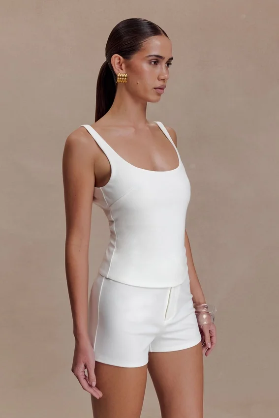 Blanca Stretch Crepe Cami Top – White Blanca Stretch Crepe Cami Top – White