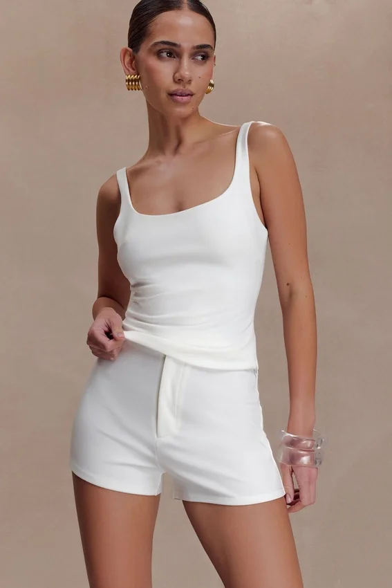 Blanca Stretch Crepe Cami Top – White Blanca Stretch Crepe Cami Top – White