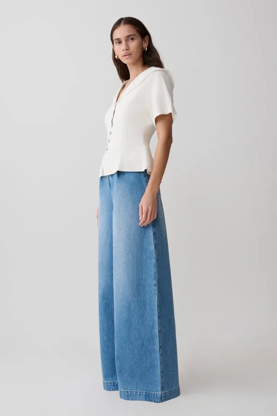 Bobby Oversized Jean With Front Pleat – Summer Blue Bobby Oversized Jean With Front Pleat – Summer Blue