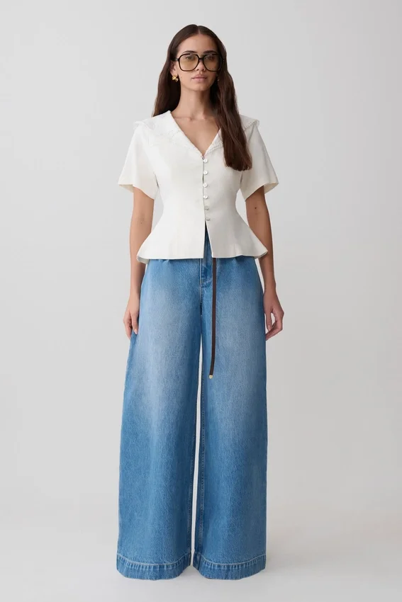 Bobby Oversized Jean With Front Pleat – Summer Blue Bobby Oversized Jean With Front Pleat – Summer Blue