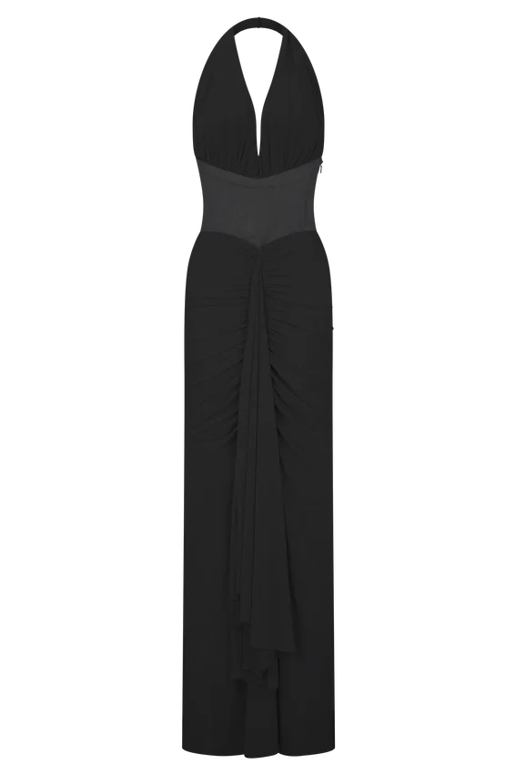 Bonnie Slinky And Lace Maxi Dress – Black Bonnie Slinky And Lace Maxi Dress – Black