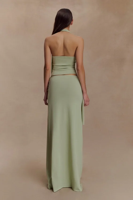 Bowie Low Rise Knit Maxi Skirt – Pastel Green Bowie Low Rise Knit Maxi Skirt – Pastel Green