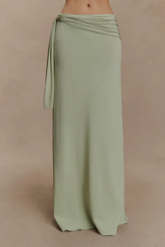 Bowie Low Rise Knit Maxi Skirt – Pastel Green Bowie Low Rise Knit Maxi Skirt – Pastel Green