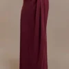 Bridget Slinky Maxi Skirt With Hardware – Burgundy