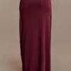 Bridget Slinky Maxi Skirt With Hardware – Burgundy